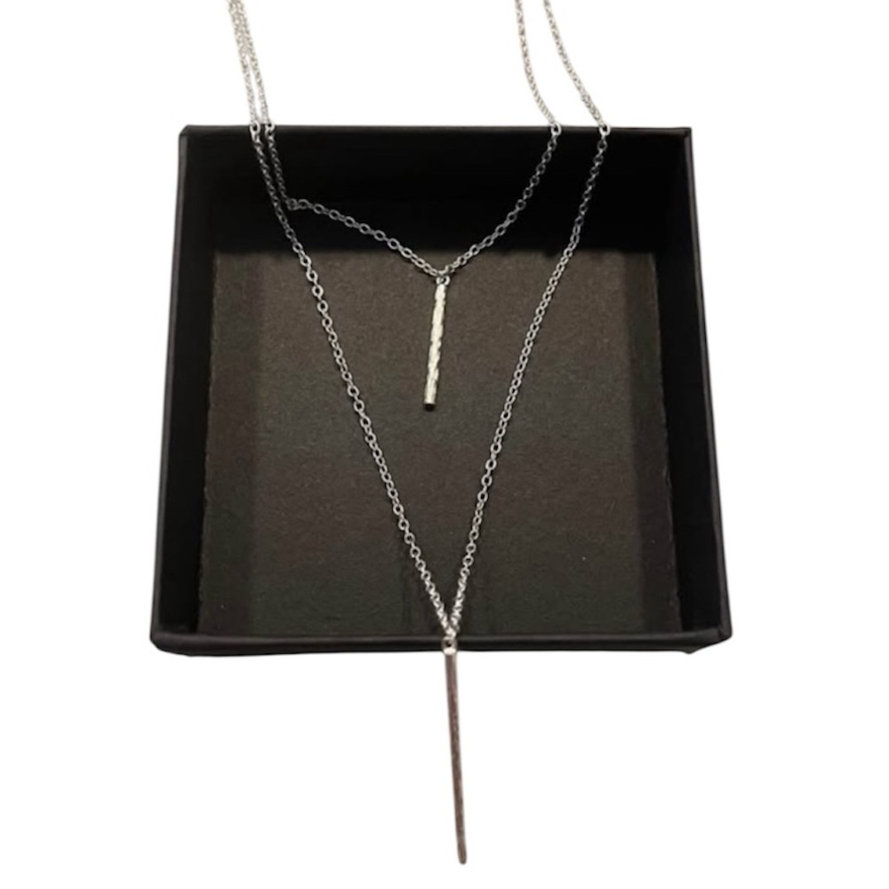 GORJANA marlow silver tone necklace. Double chain. Unique. Simple.